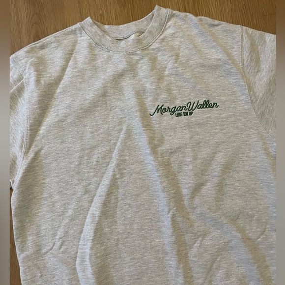 Morgan Wallen Gray Crew Neck Sweatshirt Line ‘Em Up Green Embroidery Stitching - Picture 4 of 10